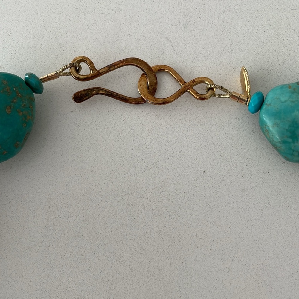 Green Turquoise Large Stone Strand Necklace - Picture 9 of 12